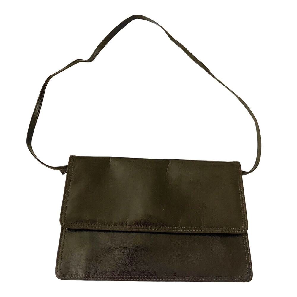 Koret Vintage Brown Leather Envelope Bag Old Money Classic Shoulder Bag Purse